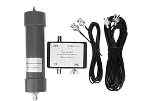 FDIT Antenna attiva mini frusta, 10KHz-30MHz 9-15V HF LF VHF SDR RX Antenna attiva con cavo coassiale portatile BNC-BNC /8m + unità di alimentazione