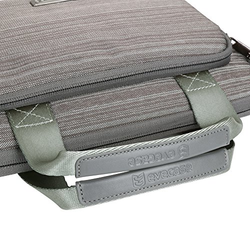 Laptophülle 10,1″, Evecase Universal Neoprene Gepolsterte Notebook Briefcase Laptop Schutzhülle mit Anzug-Gewebe / Ablösbaren Träger / Handgriff / Frontfach / Zubehörfächer 10.1 Zoll – Grau M - 8