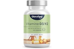 Vitamine D3 2000 UI + K2 100 µg par Comprimé, 200 Comprimés (Approvsionnement de 6 mois), Vitamin D3 K2 Fortement Dosée, Contribue au Système Immunitaire et les Os, Maintien une Dentition Normale*