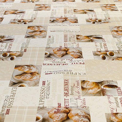 Wachstuch Wachstischdecke Tischdecke Wachstuchtischdecke Kaffee Croissant 100 x 140cm - 3
