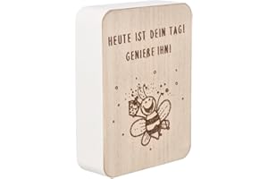 Spruchreif | Deko-Tafel Heute ist Dein Tag! | MDF-Holzschild mit motivierendem Spruch | Tischdeko & Geschenkidee | 10 x 7,5 x 2,5 cm | Aufsteller für Gute Laune