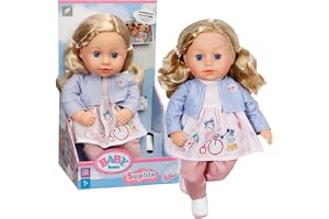 BABY född Sophia ros, mjuk 36 cm stor docka med högkvalitativt blont hår och sömnögon