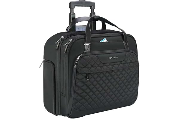 EMPSIGN 15,6 tums rullande laptopväska med hjul för män kvinnor, Quiltad