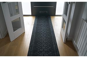 SERDIM RUGS Cork Non Slip Hallway Runner - Stair Runner - Custom Long Length Hard Wearing Rubber Back Entrance Pebble Design Mats - Kitchen Runners, Anthracite, Length: 6 ft(182.88cm)