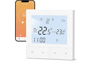 ‎BEOK CONTROLS Beok Thermostat Fussbodenheizung Wasser, Tuya Smart WiFi Raumthermostat Fußbodenheizung Programmierbar Heizungsthermostat Digital Wandthermostat Kompatibel Alexa, Google Home, 3A TDS72WIFI-WP Weiß