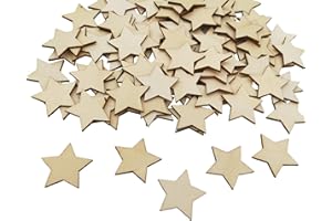 ANKTILY 100 ritagli in legno grezzo, vuoti, decorazioni per artigianato, etichette regalo, pittura, decorazione della casa (stella)