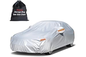 kayme 6 Layers Car Cover Waterproof All Weather for Automobiles, Outdoor Full Cover Rain Sun UV Protection with Zipper Cotton, Universal Fit for Sedan (194"-208")