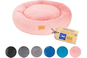 MIMIKO Pets - Cuccia Cane & Gatto | XL (75cm) Rosa | Cuccia Pelosa per Cani Lavabile a forma Ciambella | Cuccia Cane Interno, Cuccia Gatto Interno, Cuscino Gatto, Cucce per Cani da Interno