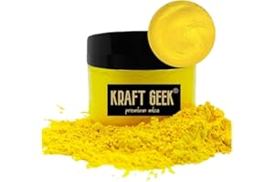 KRAFT GEEK Premium Celestial Yellow Mica Powder 50g. Powder Dye for Epoxy Resin Pigment Natural Soap Colouring, Candle, Slime, Bath Bombs, Makeup, Nail, Fabric, Fabric dye, Wax Melts etc.