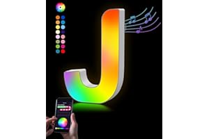 Kimimara Letras Luminosas Alfabeto - Lámpara LED Letra RGB App Controllo Luces Carta Operador a USB para Recepciones Fiesta Boda Navidad Hogar Bar Decoración (J)