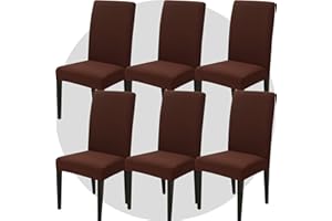 NDMMSO Dining Room Chair Covers Set of 6 Super Fit Stretch Removable Washable Dining Chair Protector Cover Seat Slipcover for Hotel, Dining Room, Ceremony, Banquet Wedding Party(Brown)