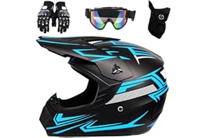 HNGKGJBL Motorradhelm für Jugendliche und Kinder, DOT-geprüft, Offroad-Motorrad-Crashhelm mit Schutzbrille, Handschuhen und Maske, Schutz für Kinder, Motocross, Offroad, Straße, Dirtbike, BMX, MX, ATV