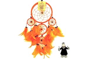 DREAMCATCHERWORLD.CO.UK Smart Hippo Orange Dream Catcher Black Beads Orange Webbing