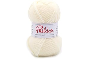 Phildar - Pelote de Laine Phil Super Baby - Laine à Tricoter - 30% Laine,70% Acrylique - Aiguille n°3 - Couleur Craie