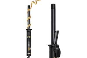 Terviiix Revolutionärer Automatischer Rotierender Lockenstab, LONG Barrel, Professionell für Kleine Locken, 19mm Keramiktrommel Mit Arganöl Und Keratin, 9 Heizstufen, Schwarz