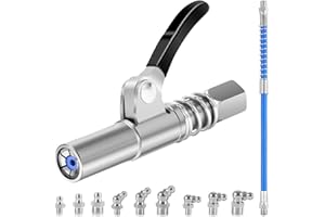 Getyjoe G Coupler Pistolet à Graisse Pompe a Graisse Manuelle avec Embout Pompe à Graisse avec Tuyau de 50 cm pour Tous Types de Pistolets à Graisse