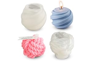 TUXUZAL 2 Pièces Bougie Moule Silicone Boule de Laine Bougies Moule Spirale Boule Bougie Moule Résine Époxy Laine Boule Bougies Moule en Silicone, Bougie Moule Résine Moules pour Bougie Savon Artisanat