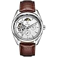 TEVISE Mens Automatic Mechanical Watch White Silver Brown Moonphase T795
