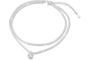 ALEXCRAFT Bracelets de Cheville Argent 925 pour Femmes Argent 22+8cm