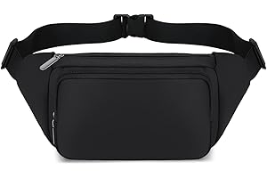 QKUDS Marsupio Uomo Donna Impermeabile Marsupio Sportivo con 3 Tasche, Marsupio Trekking con Cintura Regolabile e Fibbia per Sportivo Corsa Ciclismo Escursione Campeggio (Nero)