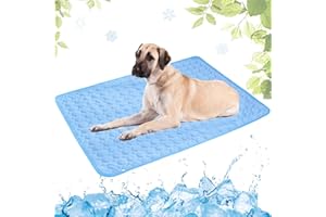 LEZUAN Tapis Rafraichissant Chien Portable, Tapis Rafraichissant Animaux de Compagnie Lavable, Tapis Rafraîchissant Chien, Tapis Chien Auto-Refroidissant pour l'été(Bleu,100x150cm)