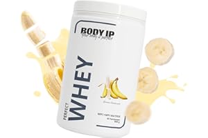 ‎BODY IP BODY IP Perfect Whey Protein Pulver | Banana | Eiweißpulver für Protein Shake & Muskelaufbau | hoher BCAA Anteil | 30 Portionen | Whey Isolat & Konzentrat | hoher Eiweißgehalt | 900g