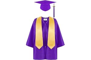 Wouke Kids Graduation Gown and Tassel Cap with Shawl Set Kids Graduation Gown Dress Set School Uniform Accessories Preschool Kindergarten Graduation Bachelor Gown Clothes 4PCS Uniform Dress Up Props