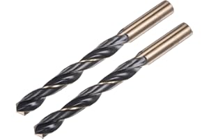 sourcing map 2pcs Jobber Drill Bits 13mm (0.512") Black Nitride & Gold Titanium Coated M2 High Speed Steel (HSS) Twist Drill Bits for Stainless Steel Aluminum Alloy Metal