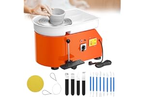 Potuem Pottery Wheel 350W, Electric Pottery Wheels 25cm Turntable, Pottery Forming Machine with Handle, Pedal and Removable ABS Basin, Pottery Wheel for Adults Kids Beginners DIY Clay Art, Orange