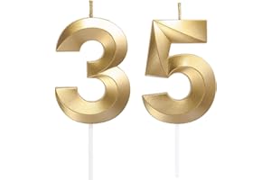 QIKAARA Geburtstagskerzen Zahlen 35/53, Gold Geburtstag Kerzen, Zahlenförmige Kerze, 3D Tortendeko, kuchen Dekoration für Geburtstag Party, Hochzeiten, Firmenfeiern, Jubiläen, Birthday Candle Nummer 35/53