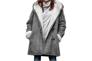 ESSUE Manteau Femme Fourrure avec Capuche Hiver Chaud éPais Long Elegant Slim Fit Manche Longues Mode Pas Cher Veste en Jean Fille Parka Outercoat S-5XL