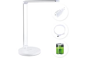 ARIKAREE Lampada da Scrivania a Led con Batteria ricaricabile da 2500 Mah, Touch Control, Abat Jour da Comodino, Lampada da tavolo senza fili, Ufficio, Pieghevole, Luce Notturna Porta di ricarica usb, Bianca