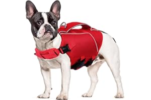 ASENKU Chaleco Salvavidas para Perro Pequeños Medianos y Grande, Chaleco Flotador para Perros con Mango y Reflejo, Adecuado para Lubinas, Chihuas, Bulldogs Franceses, Labradores, etc. M