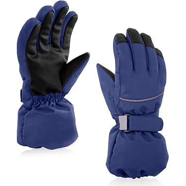 Manchons Coupe-Vent Chauffe-Mains Enfants - Gants Scooter Poils Agneau Bleu Marine 30x20cm