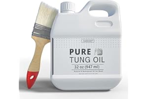 OAIEGSD 32 OZ Pure Tung Oil for Wood Finishing with Wood Brush, Waterproof Wood Sealer Indoor and Outdoor, 100% Pure Natural Tung Oil for Unfinished Bare Wood, Such as Wood Furniture, Wood Floors