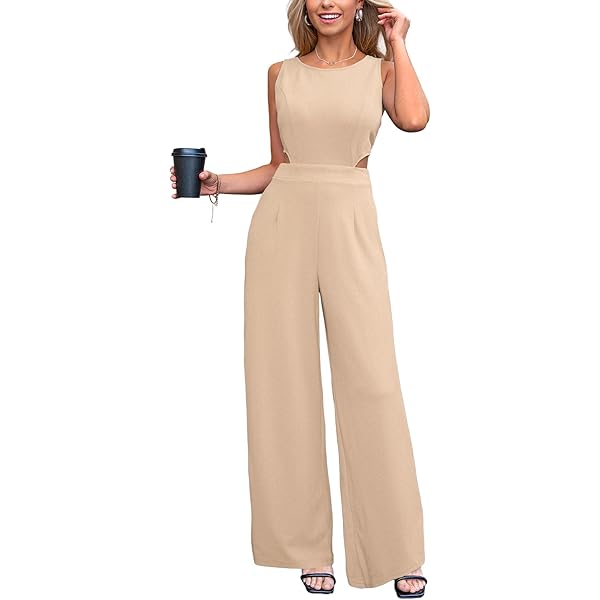 CUPSHE Damen Jumpsuit Halterneck - Ärmelloser Overall Mit Taschen & Weitem Bein