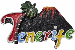 MUYU CRAFT Calamita per frigorifero 3D Tenerife Spagna, souvenir da viaggio, decorazione per frigorifero, adesivo magnetico dipinto a mano