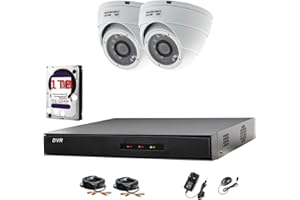 Hikvision DVR CCTV Kit con 4 canales y 2 x Sony cámaras domo 1080p Full HD (blanco) con 2,4 MP Sony CMOS imx323 Full HD TVI & 3,6 mm lente 20 m IR 20 m BNC cables + 1 TB Disco duro (preinstalado)