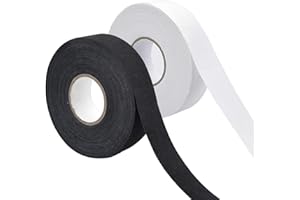 Jortmrd 2 Rollos Cinta Hockey 25m x 25mm Cinta para Palo de Hockey Antideslizante Cinta de Hockey Autoadhesivas Cinta para Raqueta de Hockey para Golf Tenis Bádminton (Negro Blanco)
