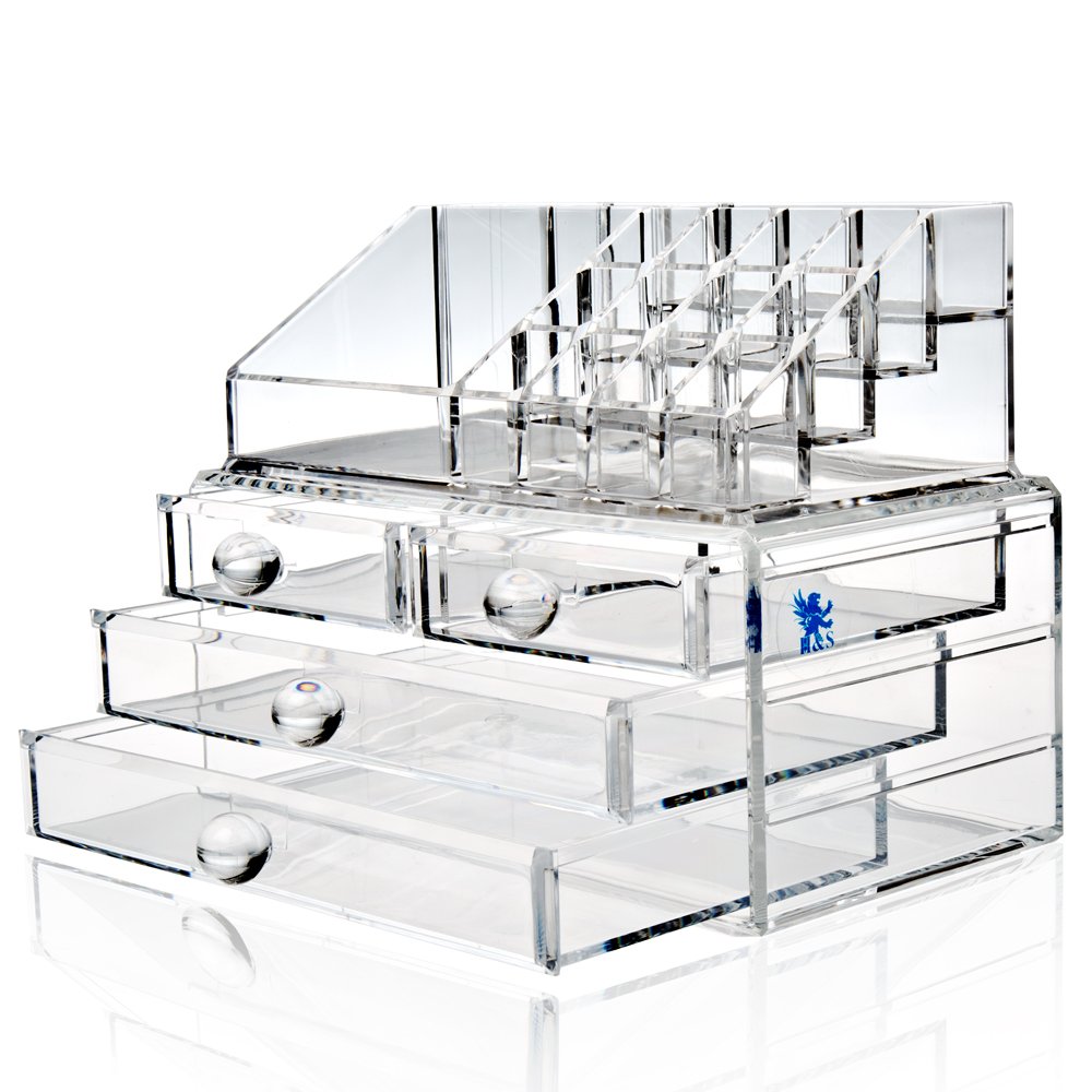 H S Acrylic Clear Make Up Makeup Organiser Cosmetic Box 4