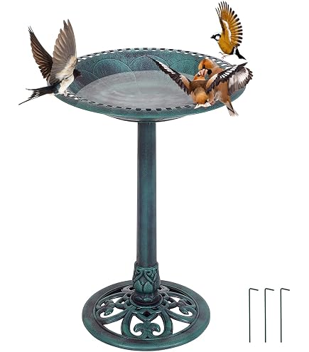 SOARS Abbeveratoio Per Uccelli Con Luce Solare – Mangiatoia E Vaso Per Fiori 3 In 1, Stile Vintage, Resistente Alle Intemperie (83 Cm)