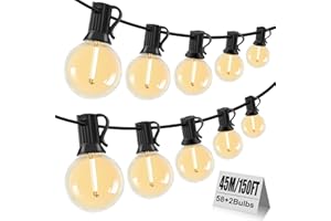 VANDABAO Catena Luminosa Esterno - 45m Luci da Esterno Giardino,58+2 G40 Lampadine Lucine da Esterno Catene Luminose Esterni Decorative per Natale Terrazzo Matrimonio Partito