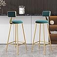 Mumoo Bear Bar Stool Bar Chair High Stool Casual High Chair Modern Dining Chair with Backs, Upholstered Counter Height Stools Bar Chairs for Kitchen, Pub, Breakfast Stool, with Metal Frame (Green, 2)