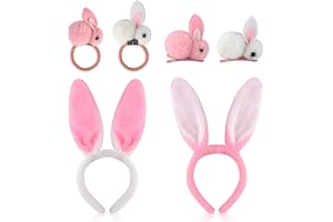 GLAITC Osterhase Plüsch Haarbänder, Hasenohren Stirnband Set, Kinder Mädchen Hase Ostern Fancy Dress Set für Ostern Cosplay Disney Geburtstag Party