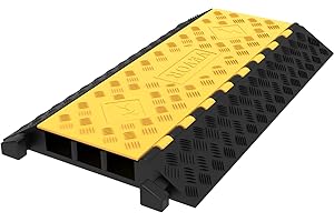 Happybuy Kanal-Kabelschutz 3 Kanal Schutzdrahtseilrampe Kabelbinder Schutz Flexibel Kabelbrücke Gummi Schwarz und Gelb Sichtbar Kanal: 5,1 X 5,8 Cm 3-Channel