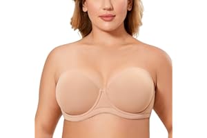 DELIMIRA Sujetador sin Tirantes con Aros Tallas Grandes Invisible Multiposicion para Mujer