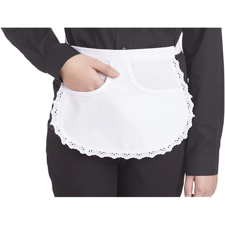 Bewudy 2 stuks dames tailleschort, ruche-schort, wit kamermeisjeskostuum, verstelbare taille, serveerschort, kookschort, meid jurk voor koks, feesten, koken, serveersters, bedienden, bistro, café