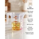 &Ccedil;ok Ama&ccedil;lı Dereceli &Ouml;l&ccedil;&uuml; Kabı 500 ml - Un, Şeker Sıvı ve Katı &Ouml;l&ccedil;ekli Hazne Ergonomik Maşrapa
