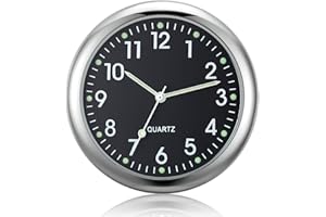 AIMFACT Car Clock for Dashboard Luminous Stick on Clock Dashboard Accessories Small Round Onboard Quartz Air Vent Clocks Watch Mini Digital Timer Easy To Read Time for Automotive Boat Bike Home Decoration