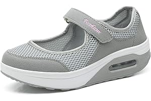 Kimily-UK Mujer Plataforma Zapatillas Respirable Moda cómodos Mocasines Deportes Casual Verano Sandalias Antideslizantes Fitness Correr Calzado Deportivo Zapatilla Malla Plataforma Gris Negro Rojo